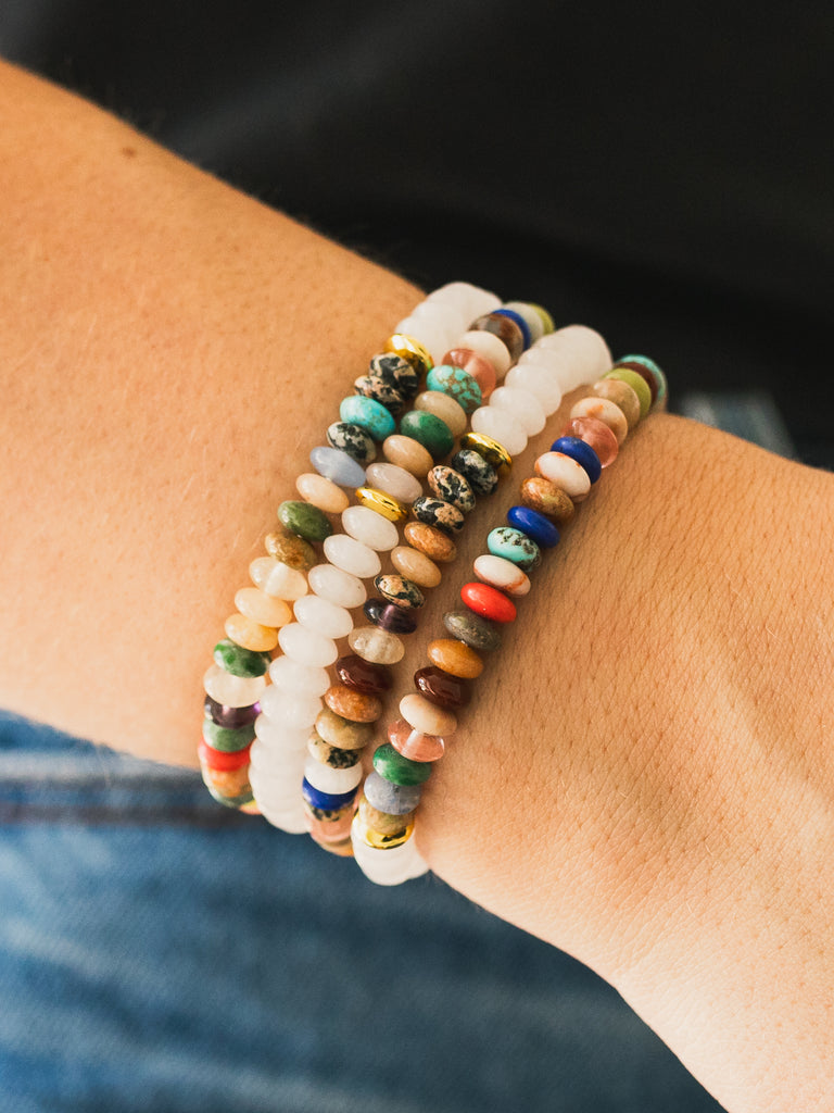 Mixed Stone and White Jade Gemstone Bracelet