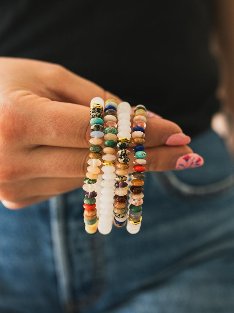 Mixed Stone and White Jade Gemstone Bracelet