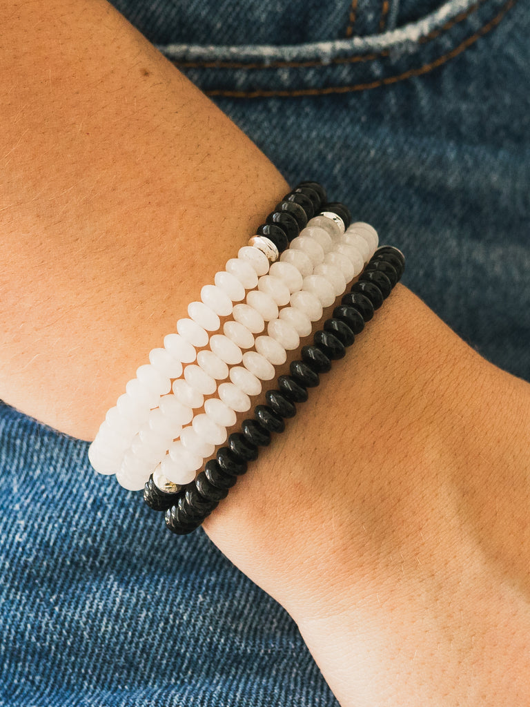 Black Jade and White Jade Gemstone Bracelet