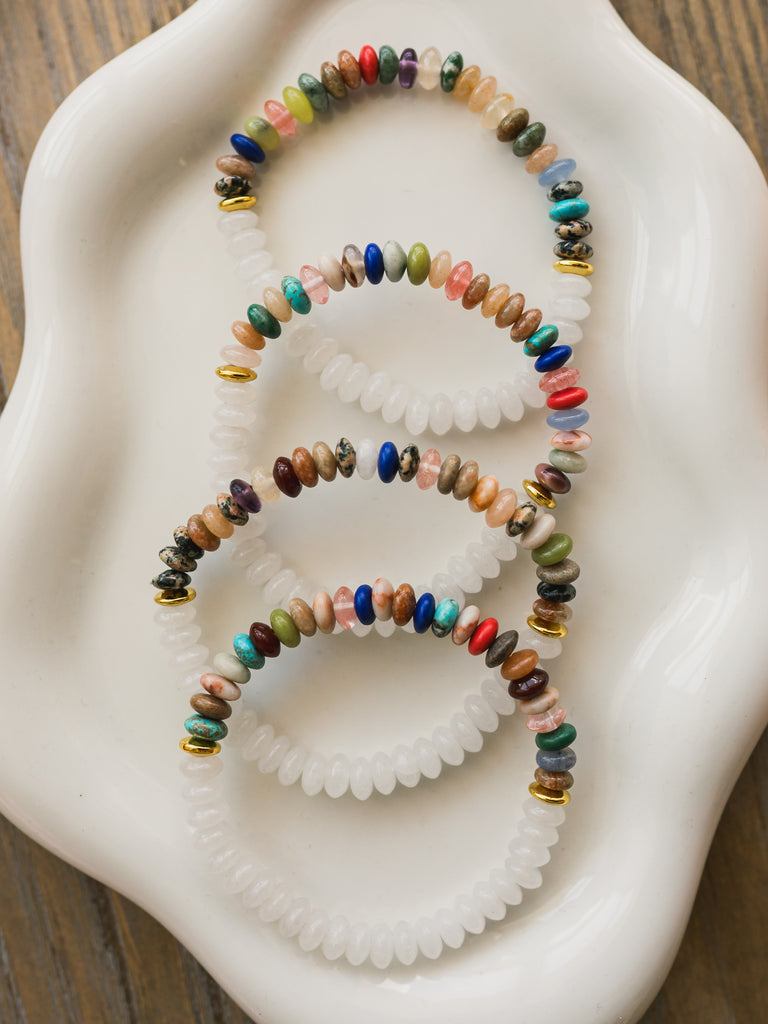 Mixed Stone and White Jade Gemstone Bracelet