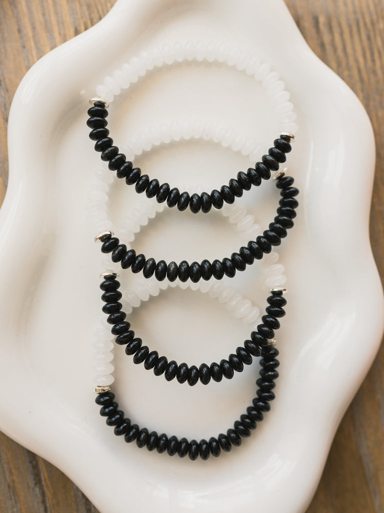 Black Jade and White Jade Gemstone Bracelet