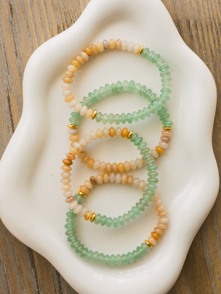 Green Aventurine and Yellow Jade Gemstone Bracelet