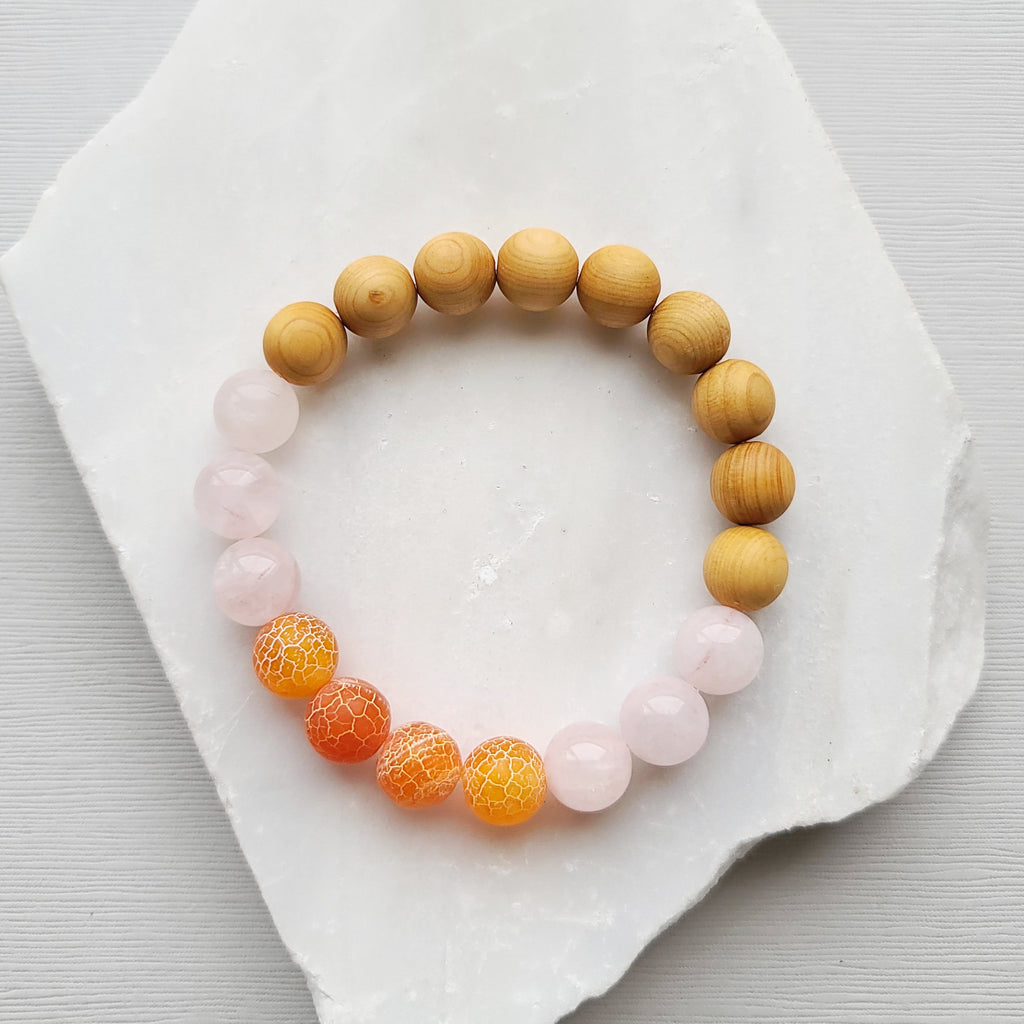 Sunset Dragon Vein Agate Bead Bracelet