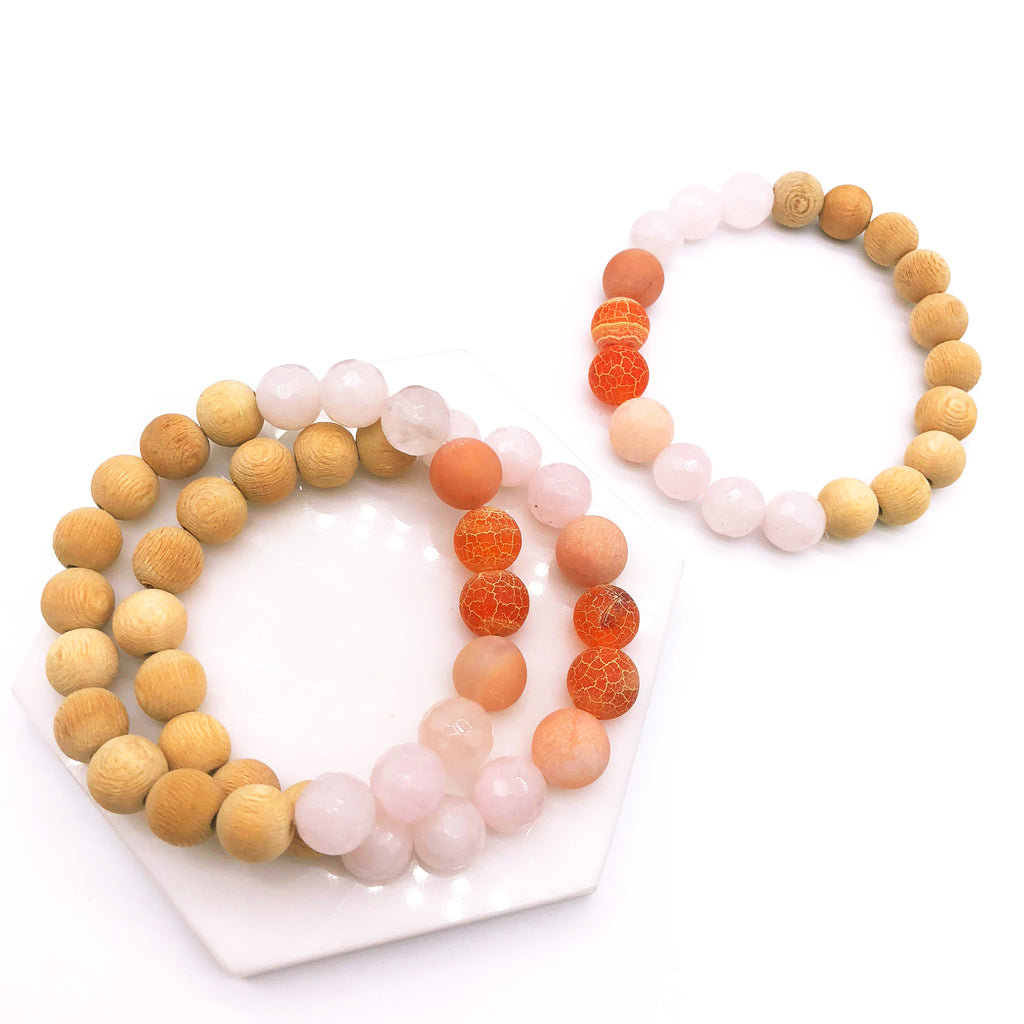 Sunset Dragon Vein Agate Bead Bracelet