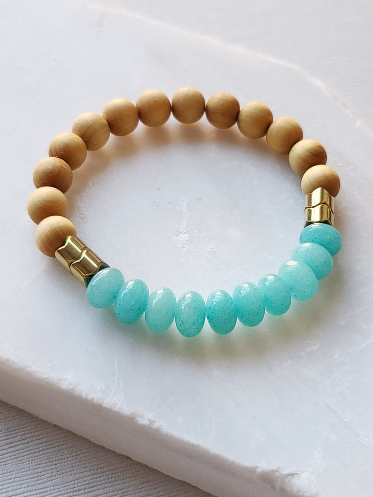 Aqua Chalcedony & Rosewood Diffuser Bracelet