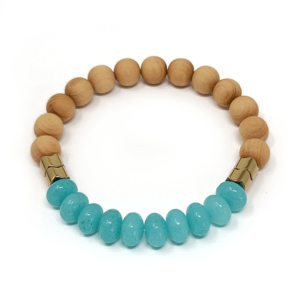 Aqua Chalcedony & Rosewood Diffuser Bracelet