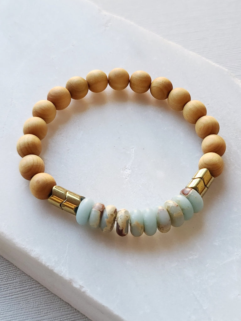 Baby Blue Jasper & Rosewood DIffuser Bracelet