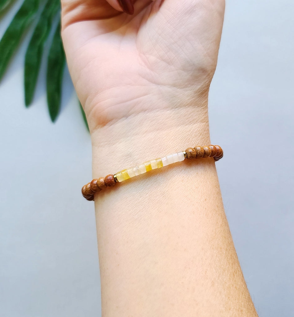 Citrine & Bayong Wood Seed Bead Diffuser Bracelet