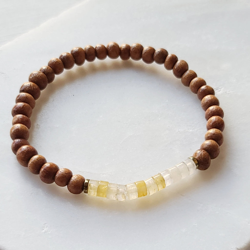 Citrine & Bayong Wood Seed Bead Diffuser Bracelet