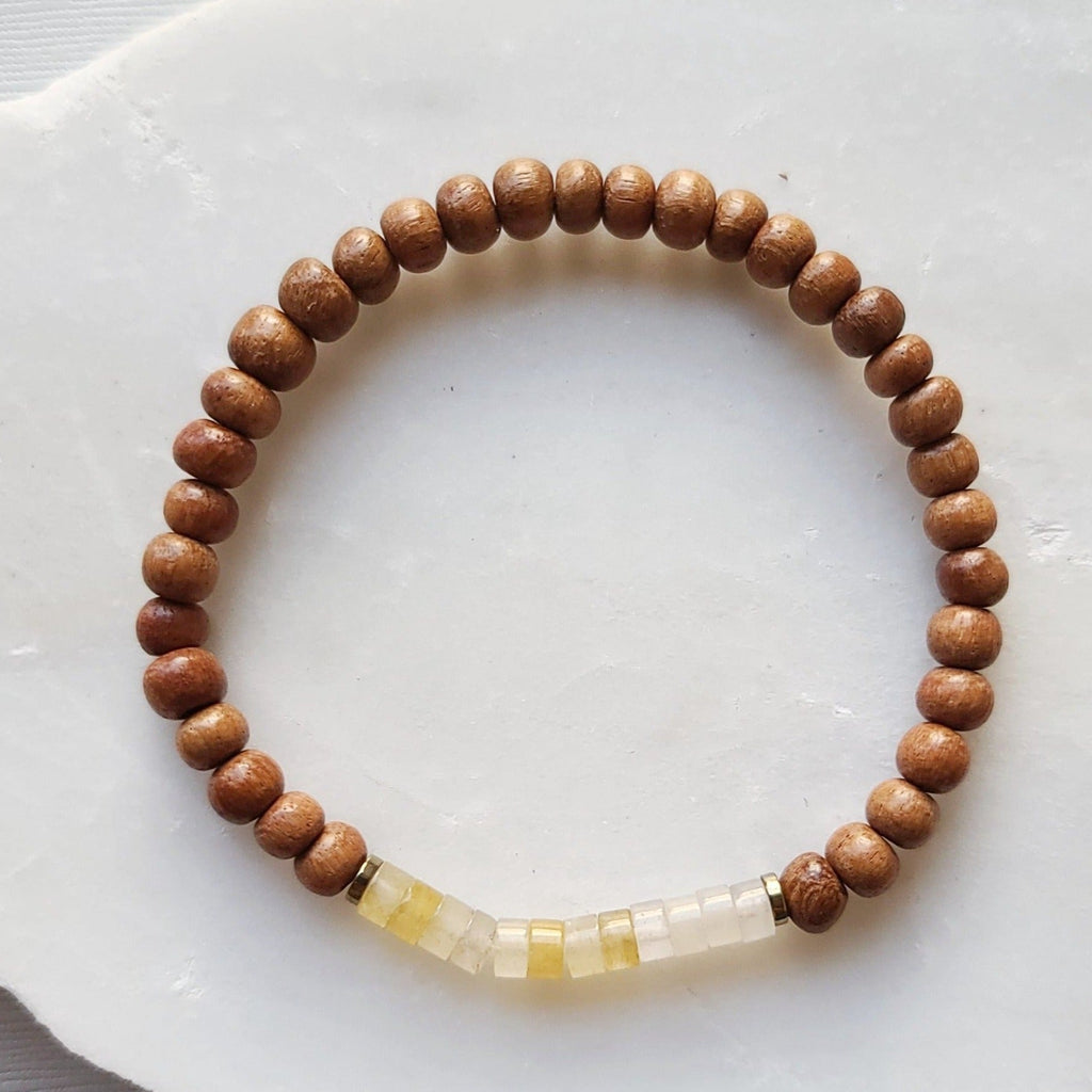 Citrine & Bayong Wood Seed Bead Diffuser Bracelet