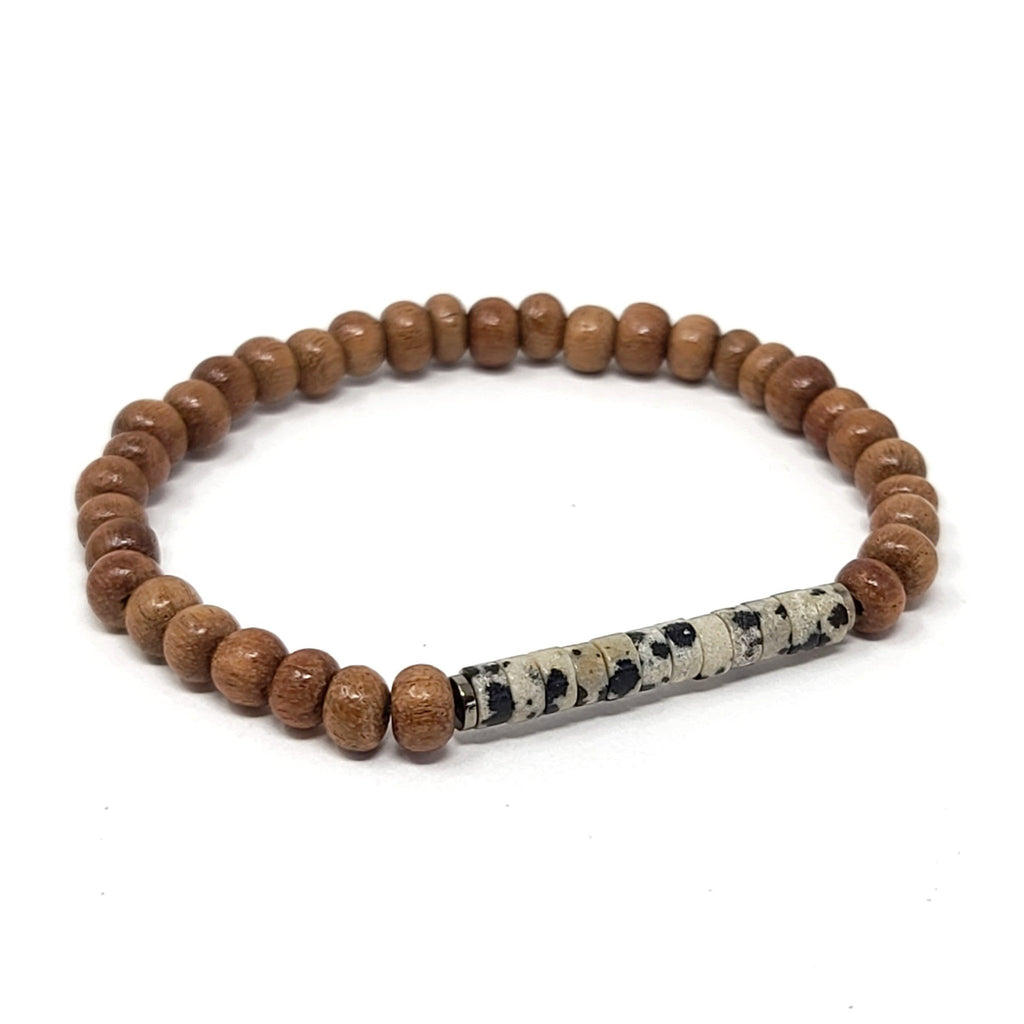 Dalmatian Jasper & Bayong Wood Seed Bead Diffuser Bracelet