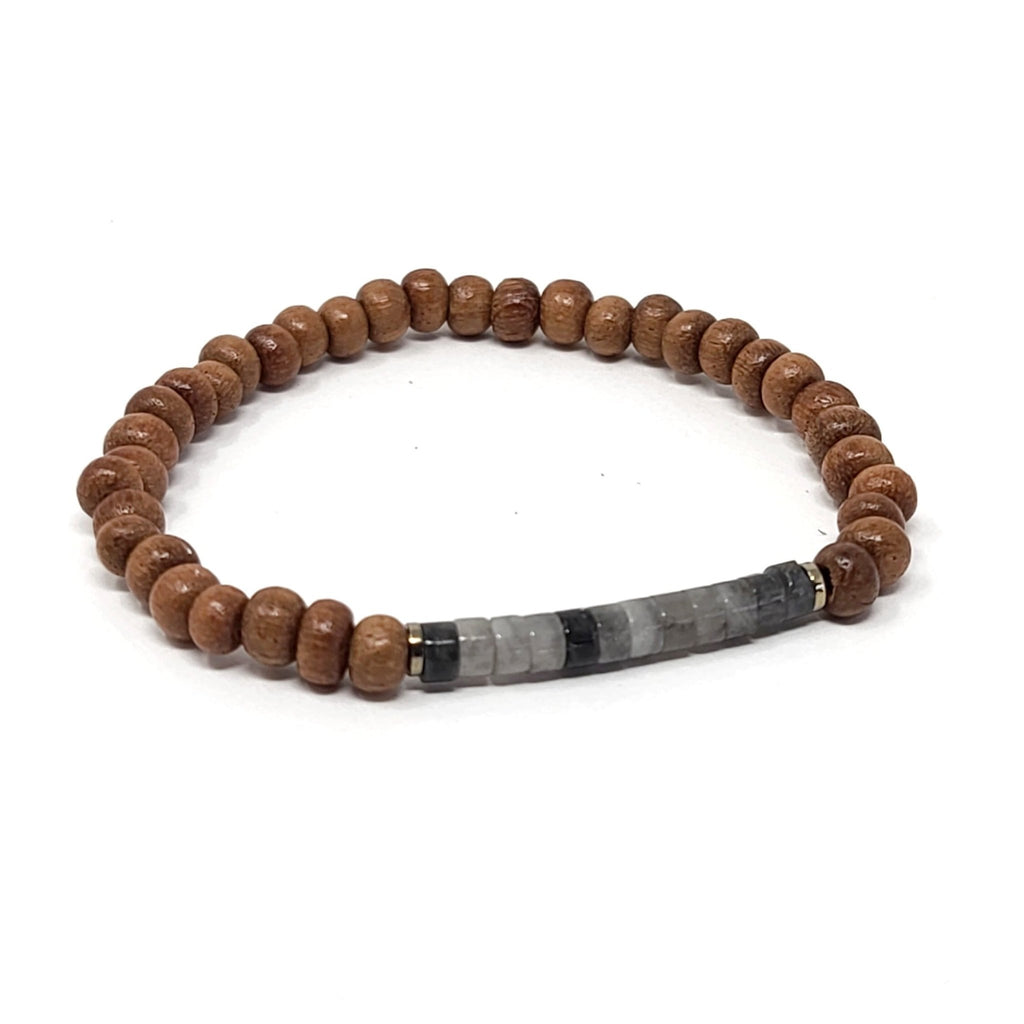 Gray Quartz & Bayong Wood Seed Bead Diffuser Bracelet