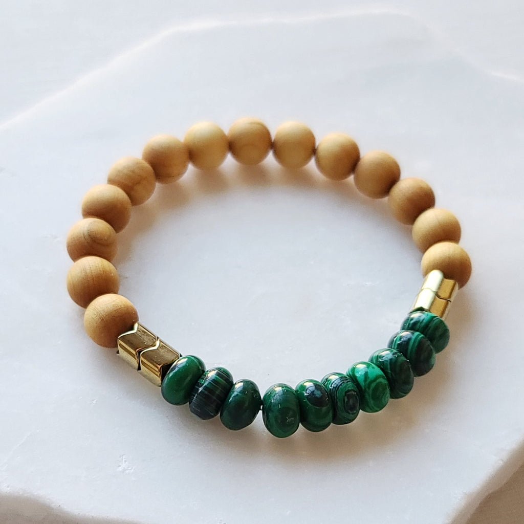 Green Malachite & Rosewood Diffuser Bracelet