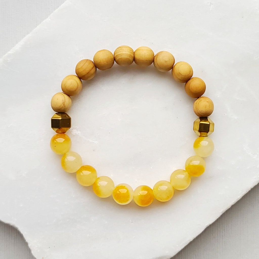 Lemon Yellow Jade & Rosewood Diffuser Bracelet