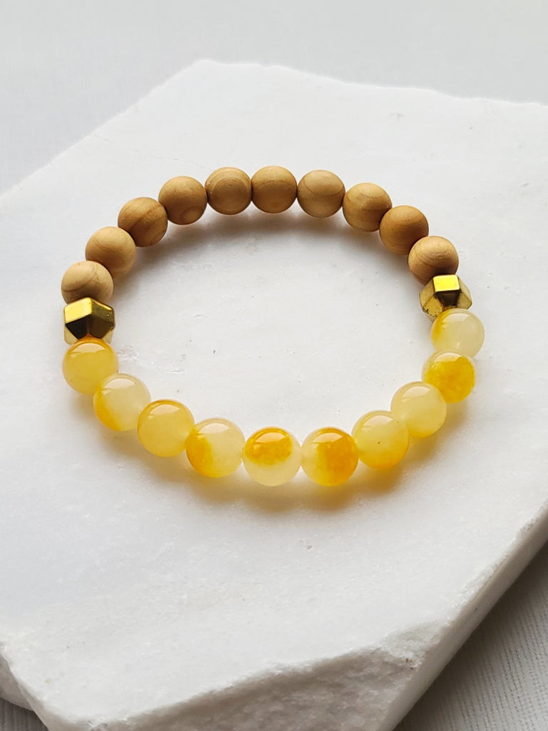 Lemon Yellow Jade & Rosewood Diffuser Bracelet