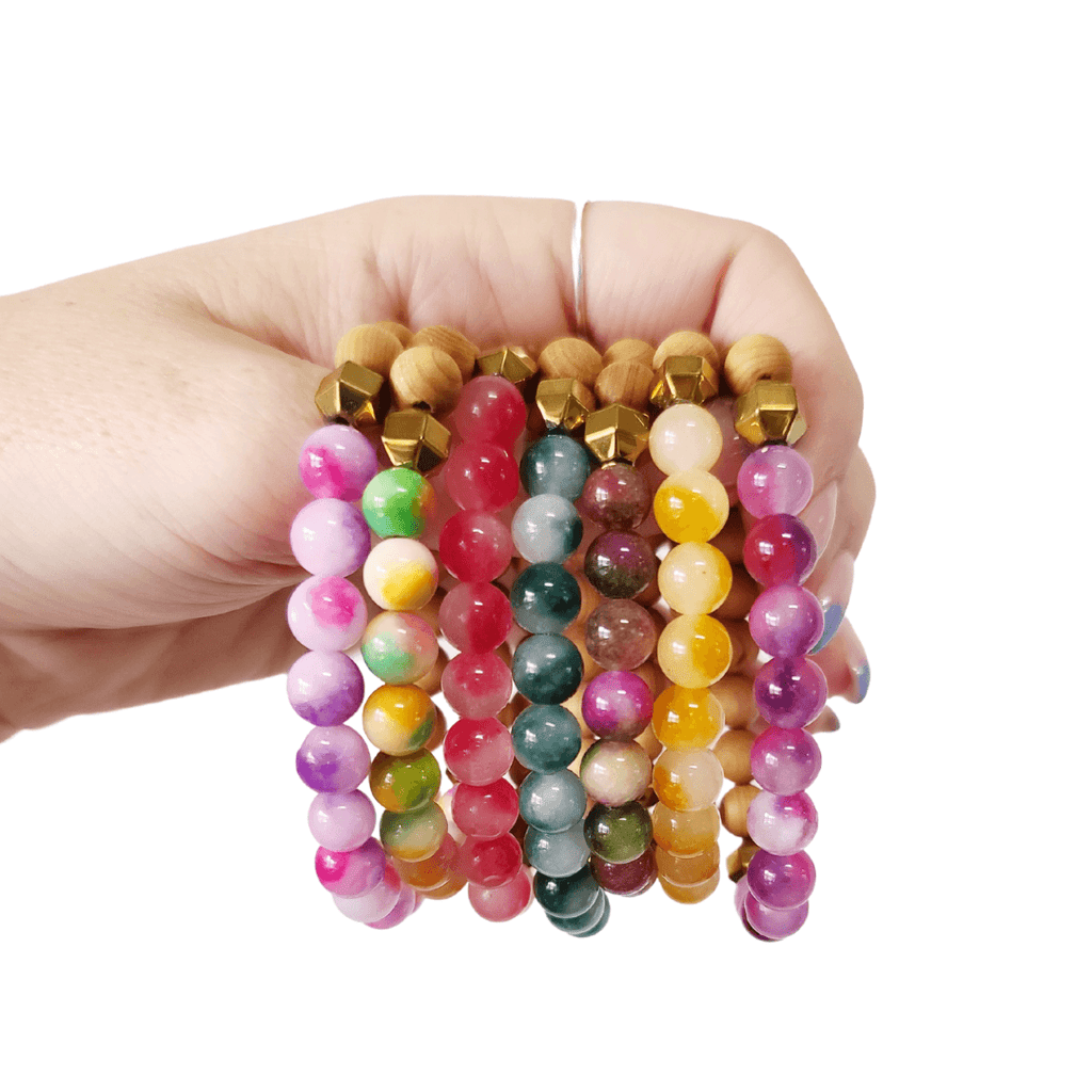 Tie Dye Jade & Rosewood Diffuser Bracelet