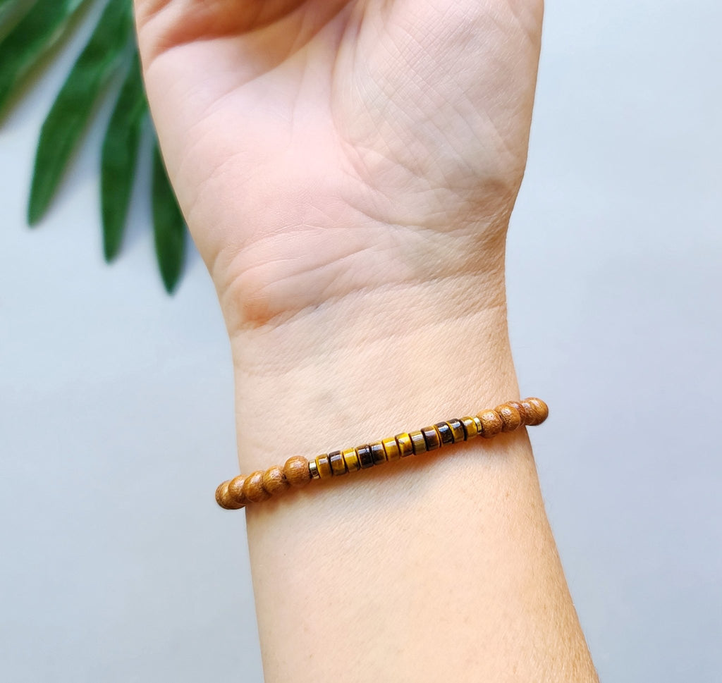 Tiger Eye & Bayong Wood Diffuser Seed Bead Diffuser Bracelet