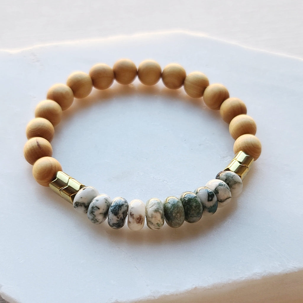 Tree Agate & Rosewood Diffuser Bracelet