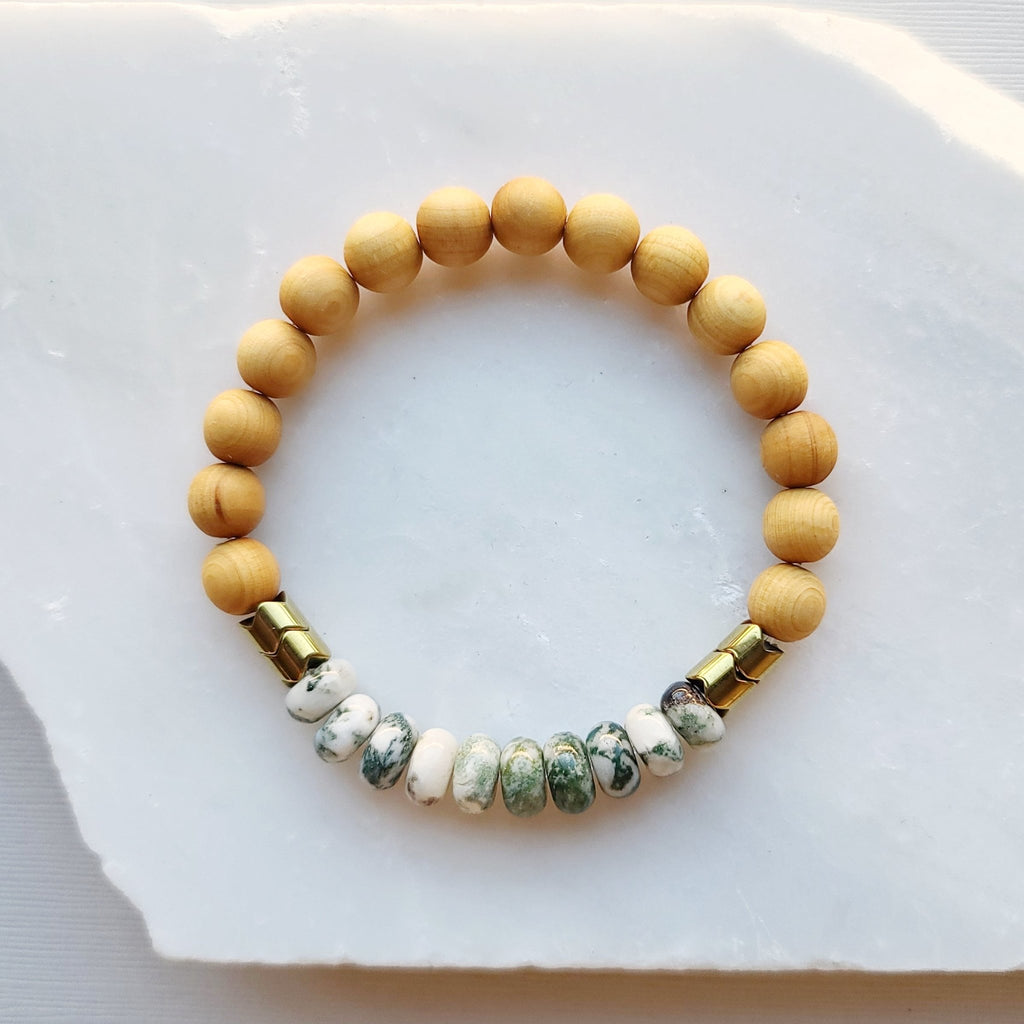 Tree Agate & Rosewood Diffuser Bracelet