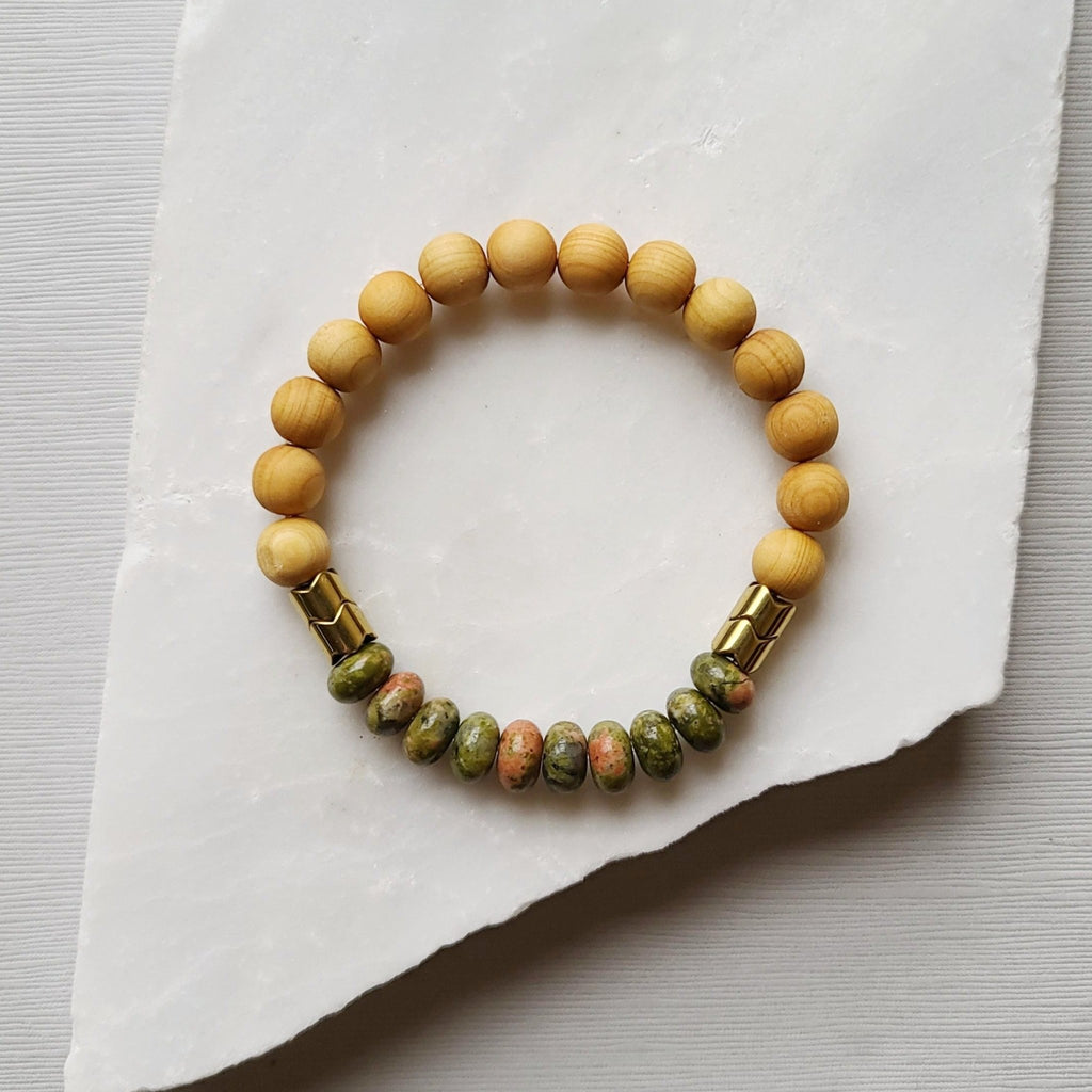 Unakite Jasper & Rosewood Diffuser Bracelet