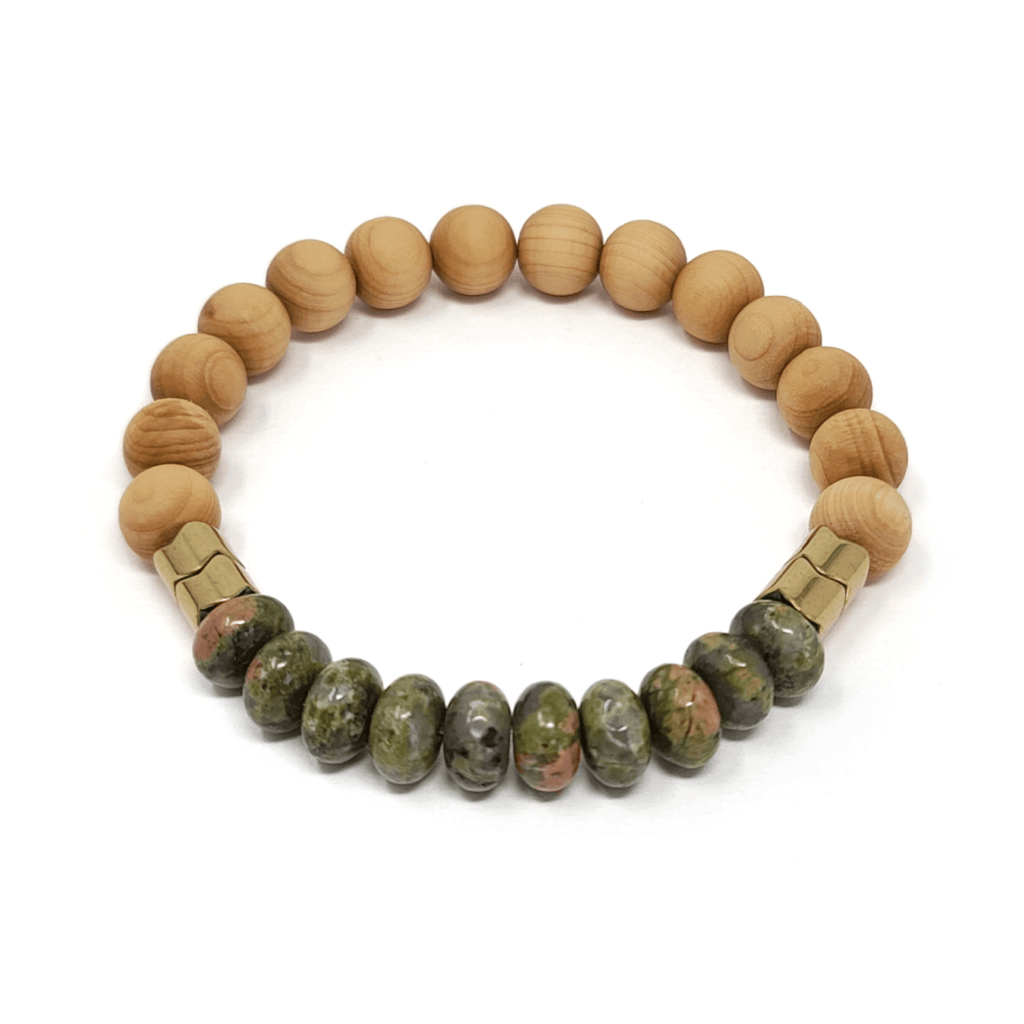 Unakite Jasper & Rosewood Diffuser Bracelet