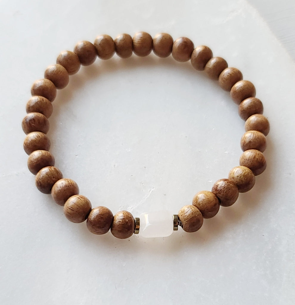 White Agate & Bayong Wood Diffuser Bracelet