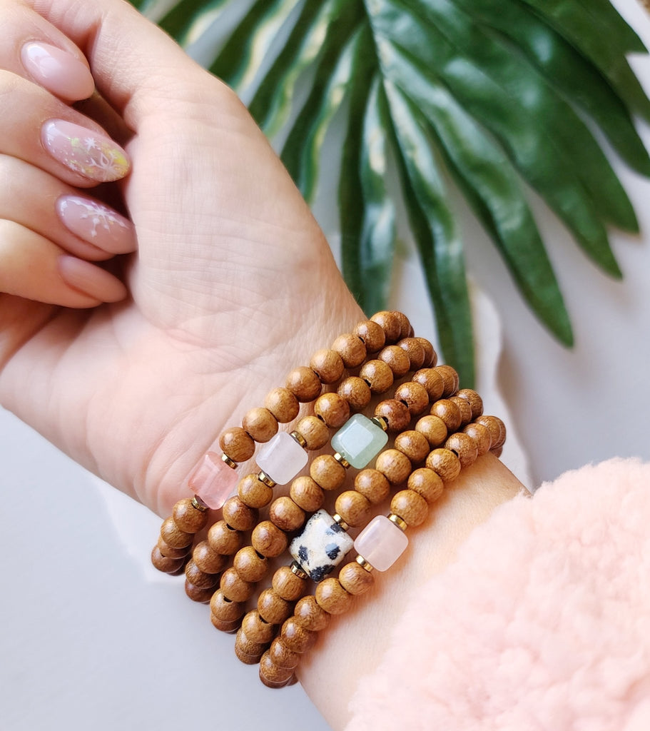 White Agate & Bayong Wood Diffuser Bracelet