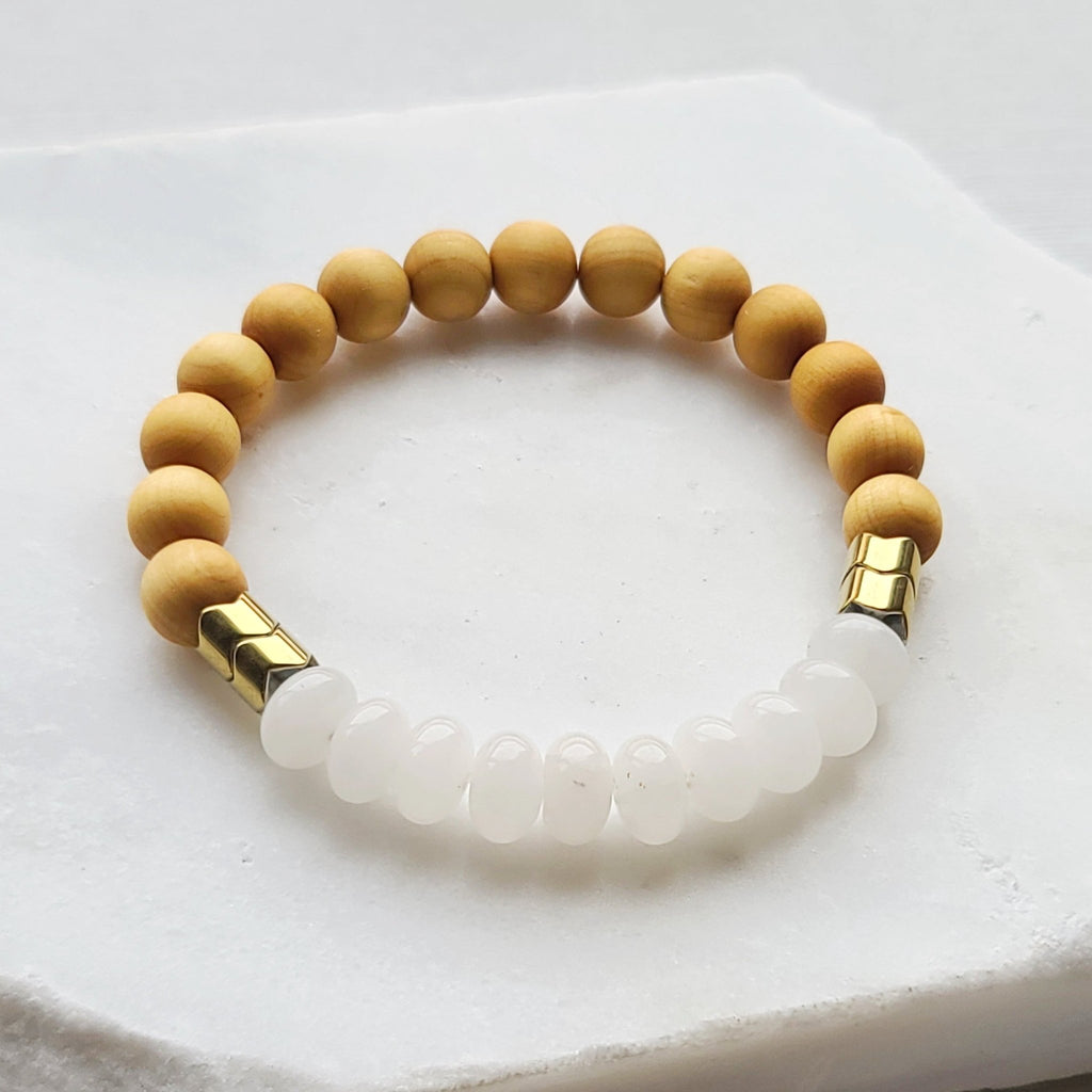 White Agate & Rosewood Diffuser Bracelet