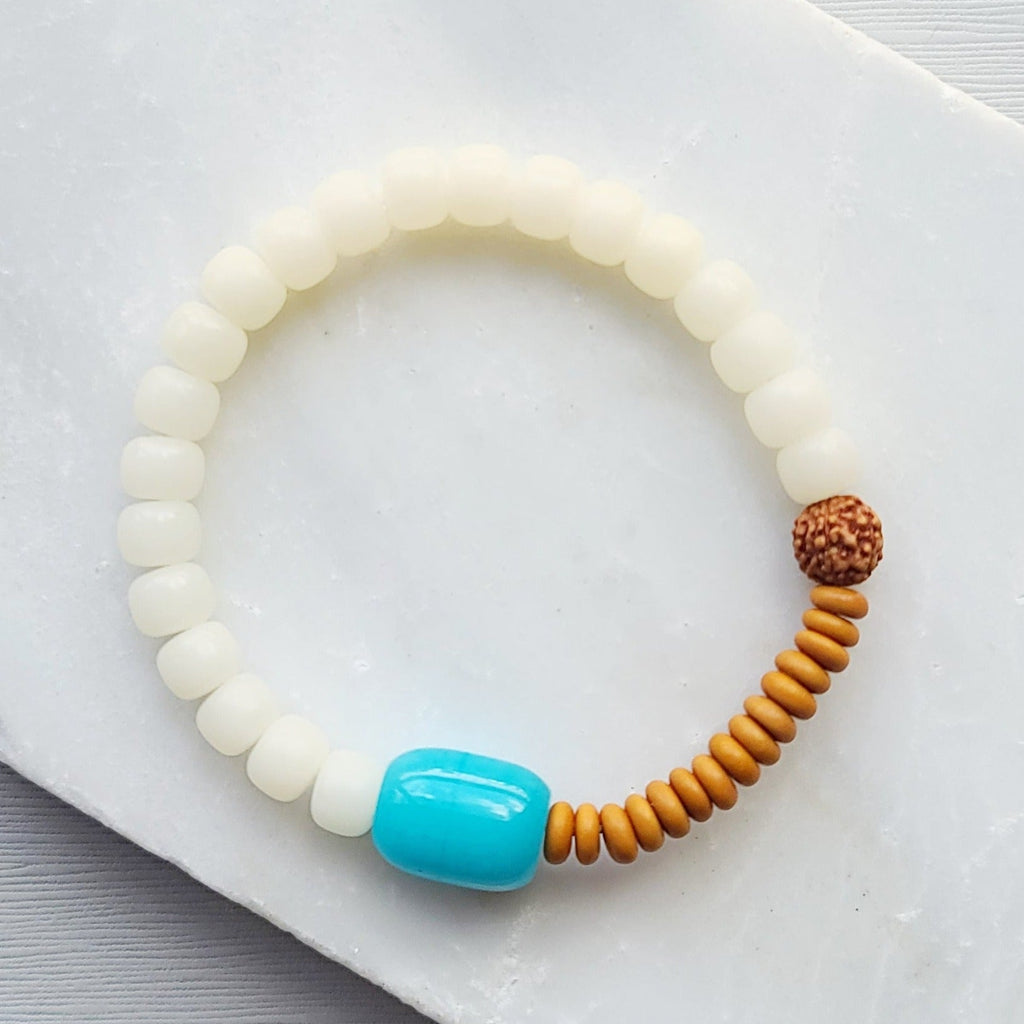 White Bodhi Coconut Blue Bracelet