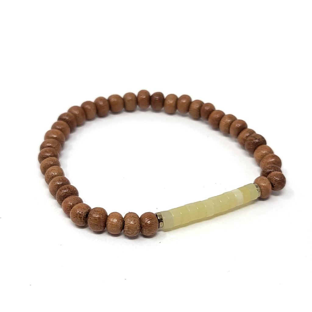 Yellow Jade & Bayong Wood Seed Bead Diffuser Bracelet