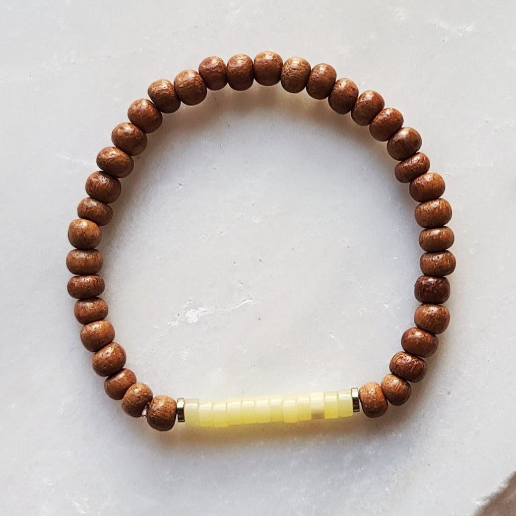 Yellow Jade & Bayong Wood Seed Bead Diffuser Bracelet